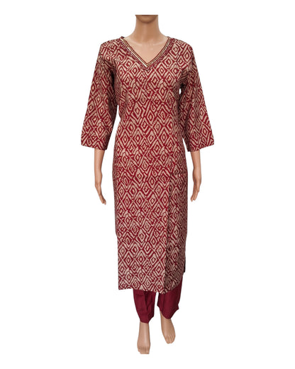 Buy V-Neck Chanderi Kurta Pant Dupatta Set With Sequin & CutDana Work in maroon – Tvahra