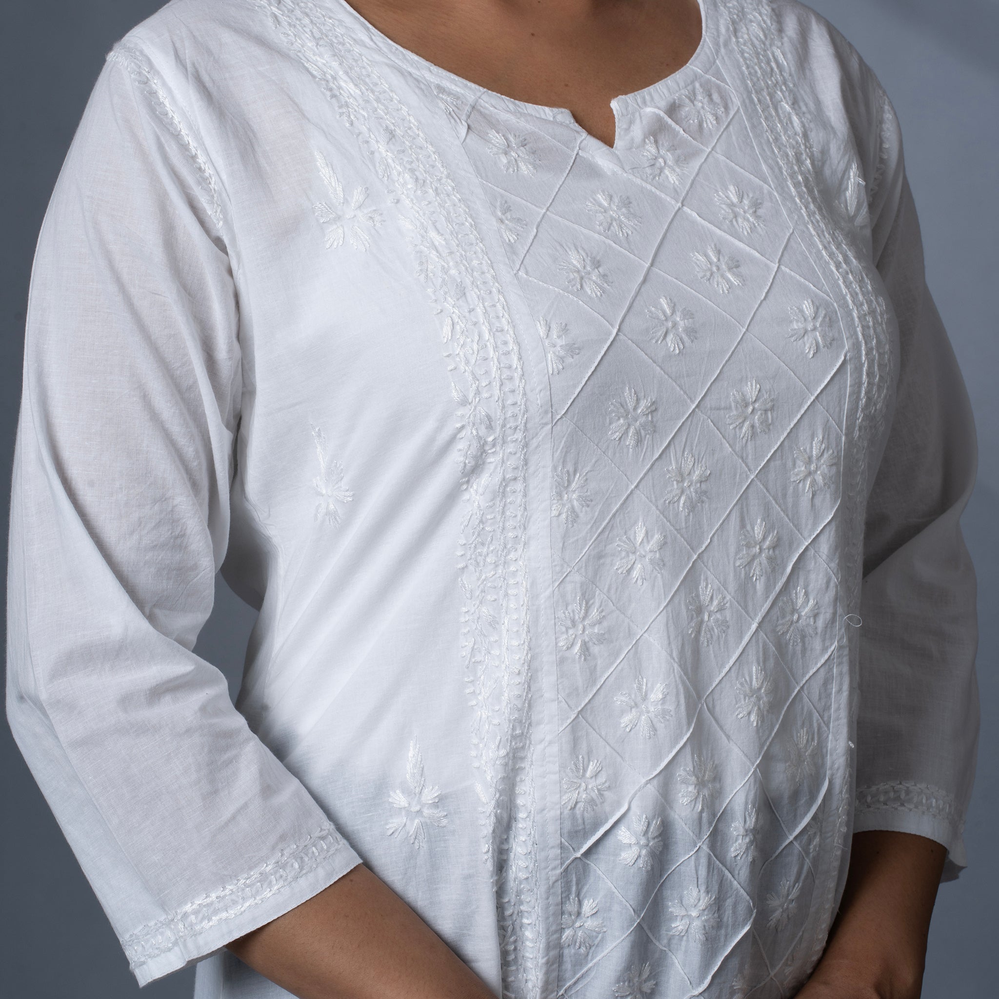 White Chikankari Embroidery Cotton Kurta