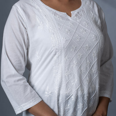 White Chikankari Embroidery Cotton Kurta