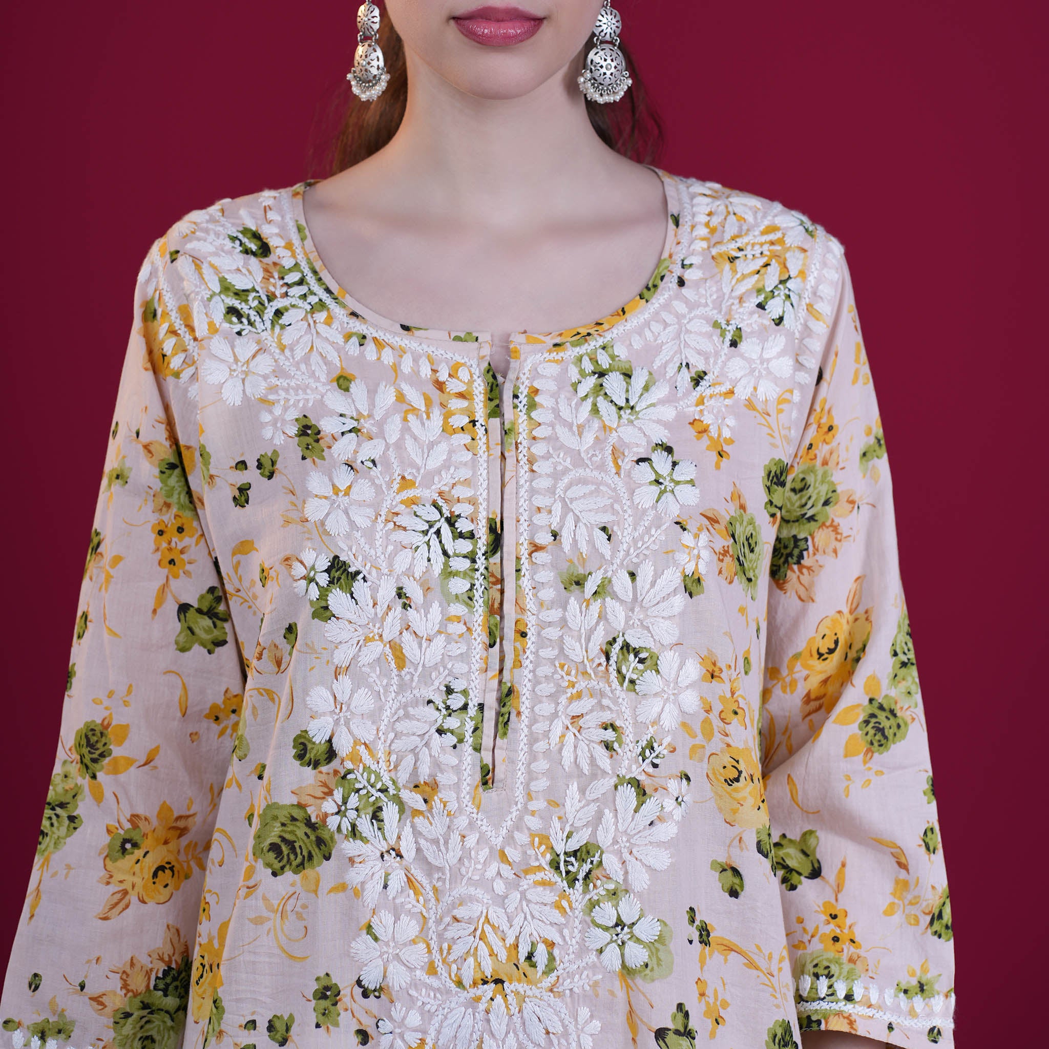 Printed Mul Cotton Chikankari Kurta