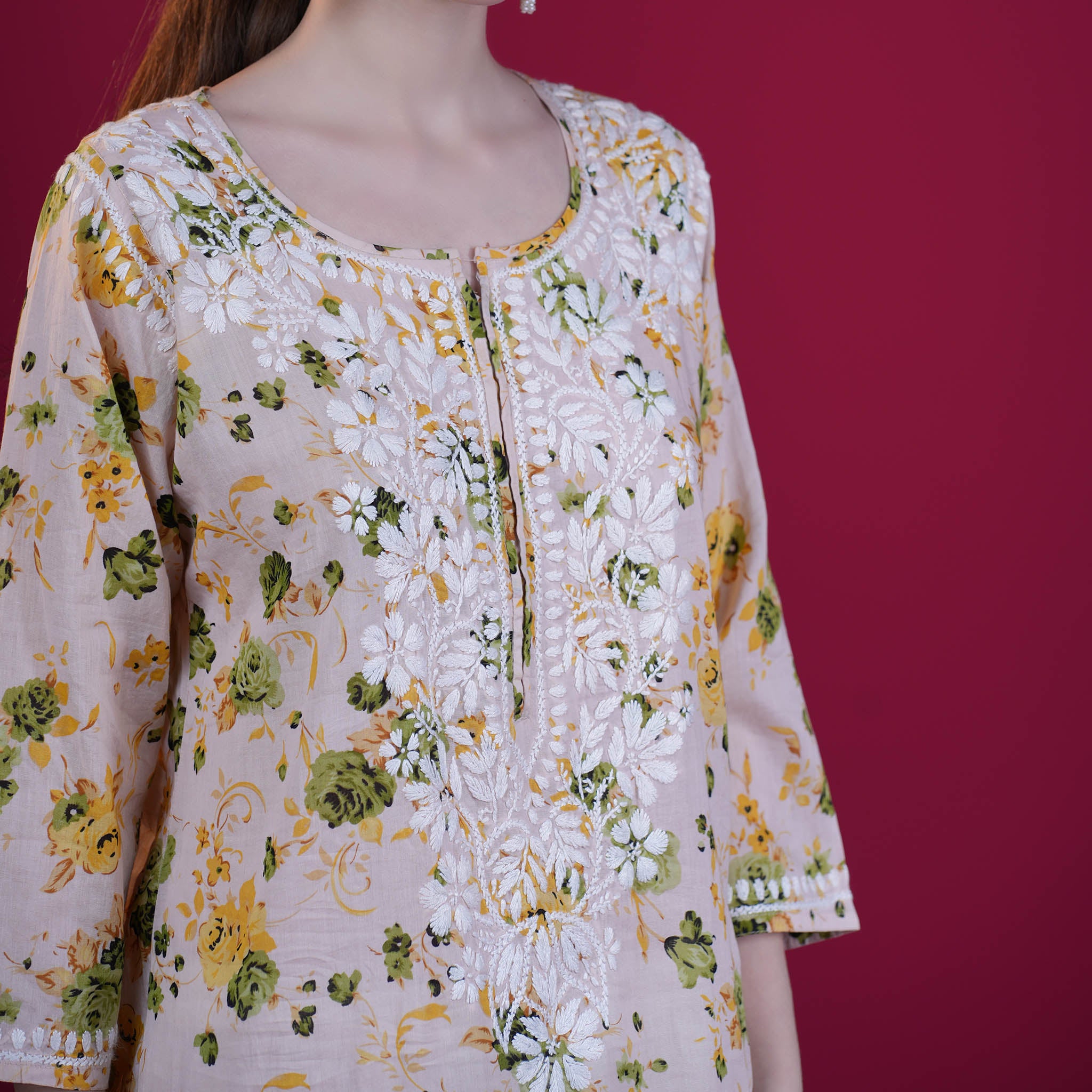 Printed Mul Cotton Chikankari Kurta