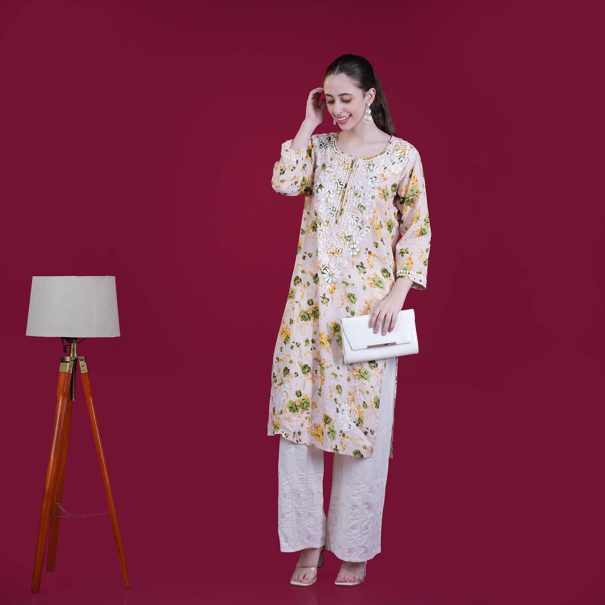 Printed Mul Cotton Chikankari Kurta