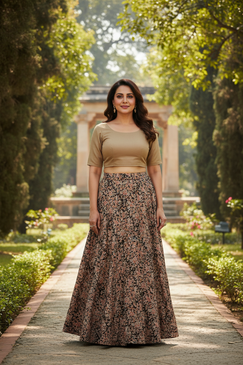 Kalamkari Cotton Flared Skirt