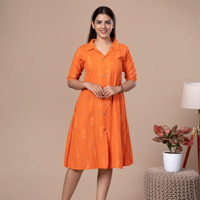 Collared One Piece Ikkat Cotton Kurta