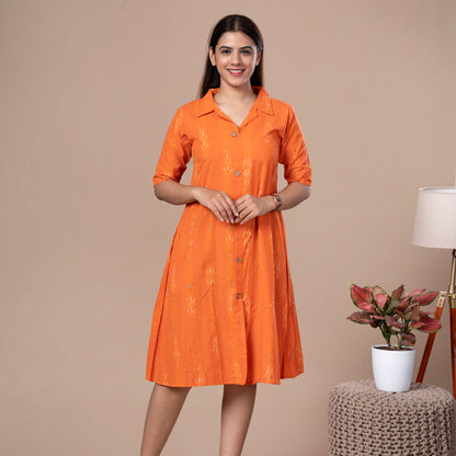 Collared One Piece Ikkat Cotton Kurta