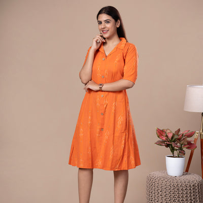 Collared One Piece Ikkat Cotton Kurta
