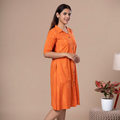 Collared One Piece Ikkat Cotton Kurta