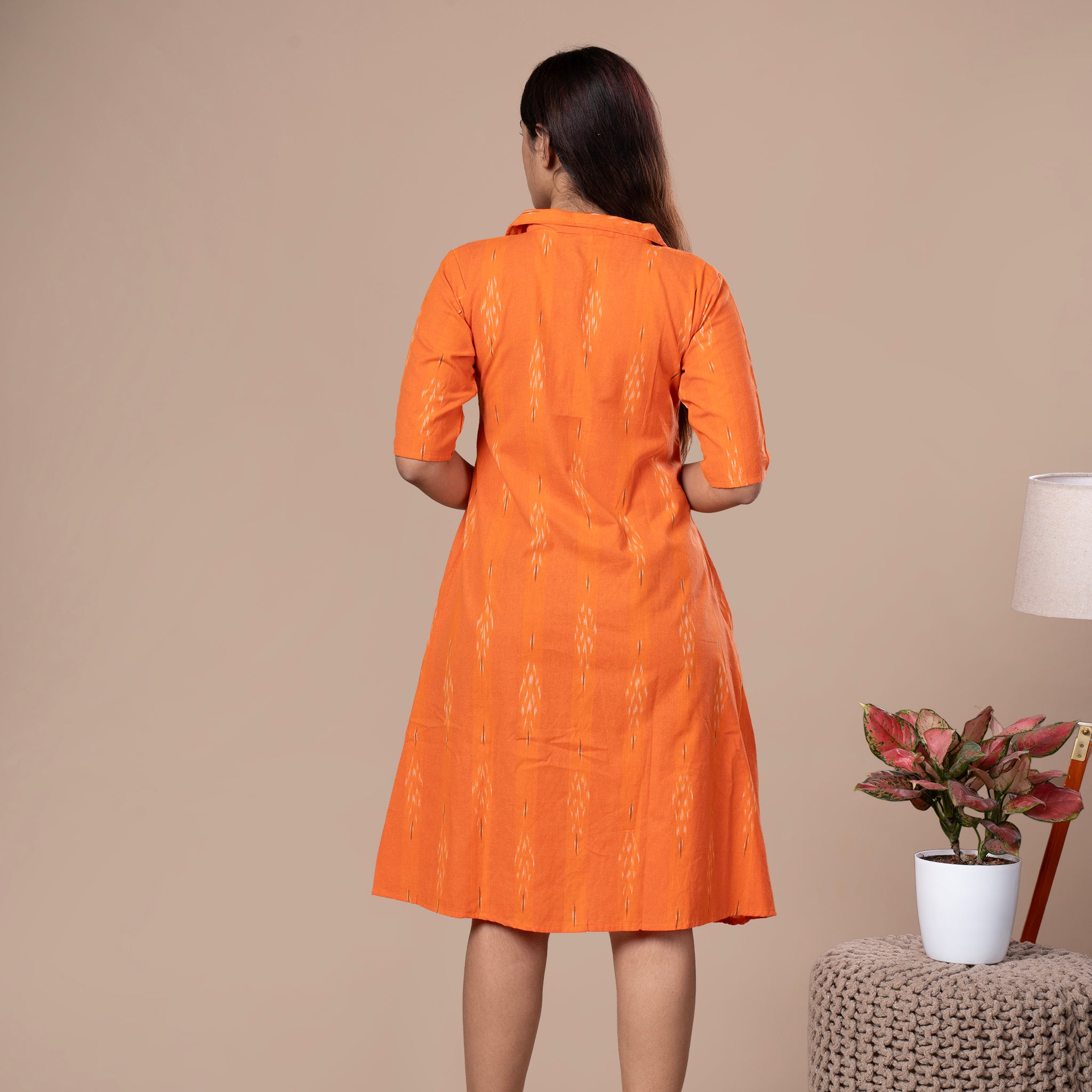 Collared One Piece Ikkat Cotton Kurta