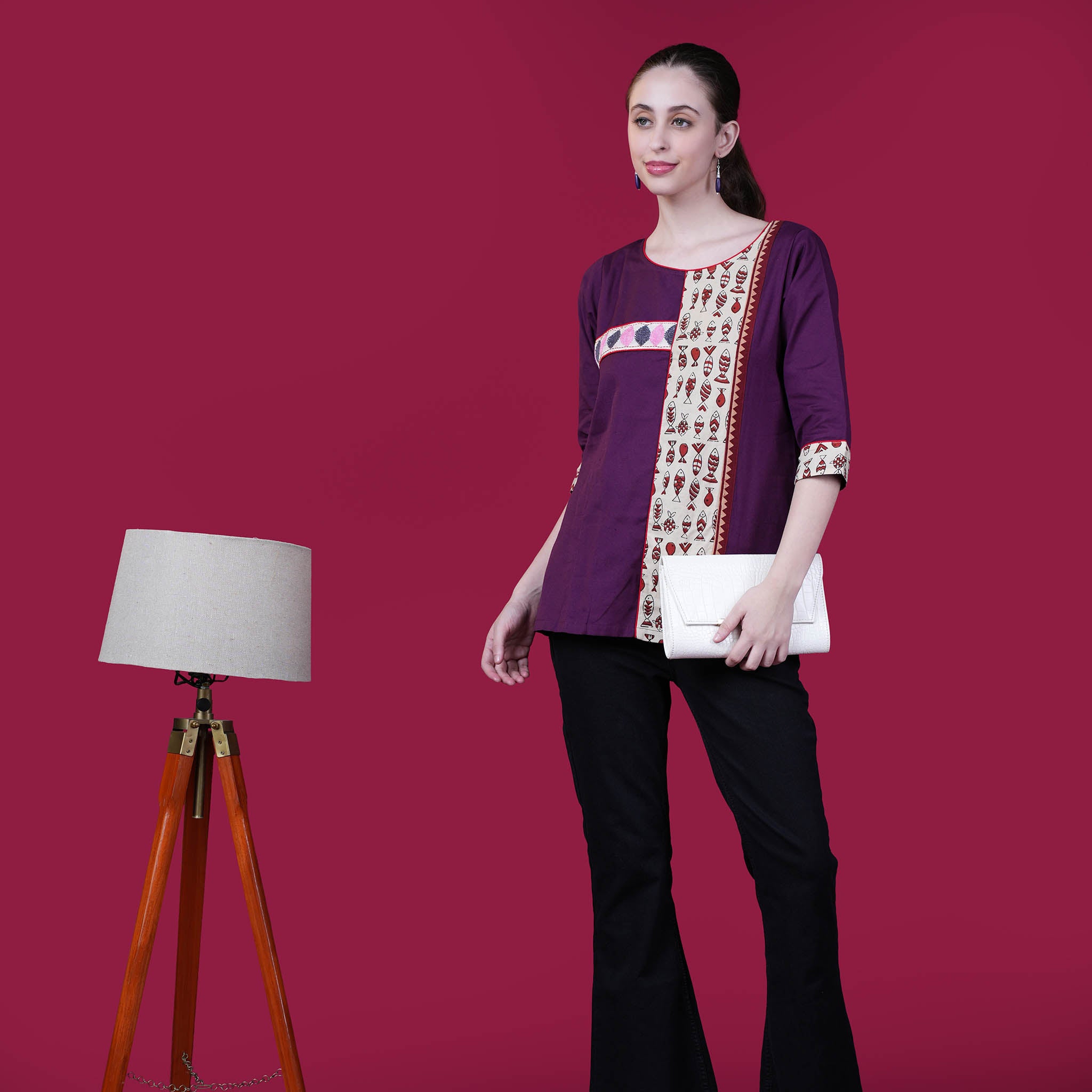 Kantha Work Cotton Designer Tunic With Dabu Patchwork