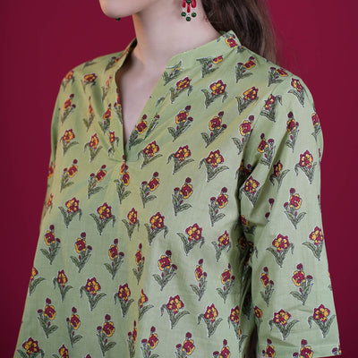 Printed Cotton Tunic - Blue