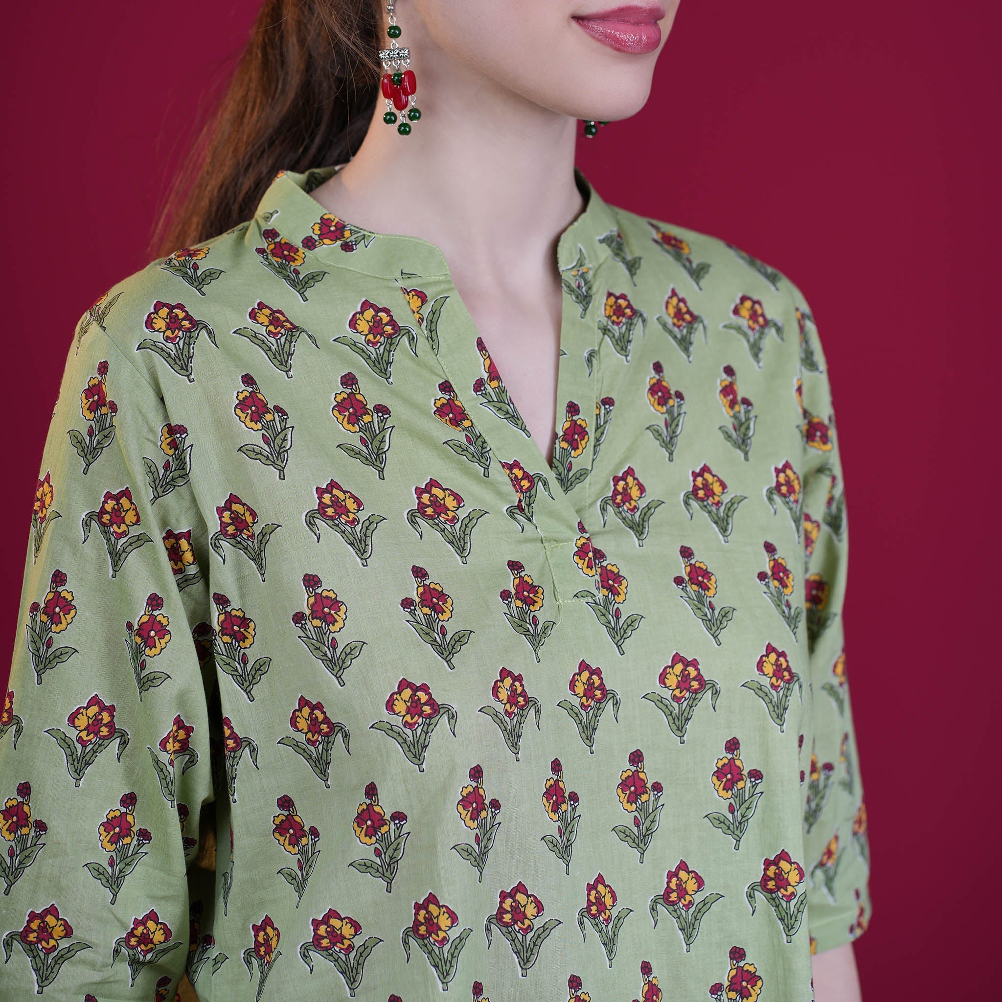 Printed Cotton Tunic - Blue