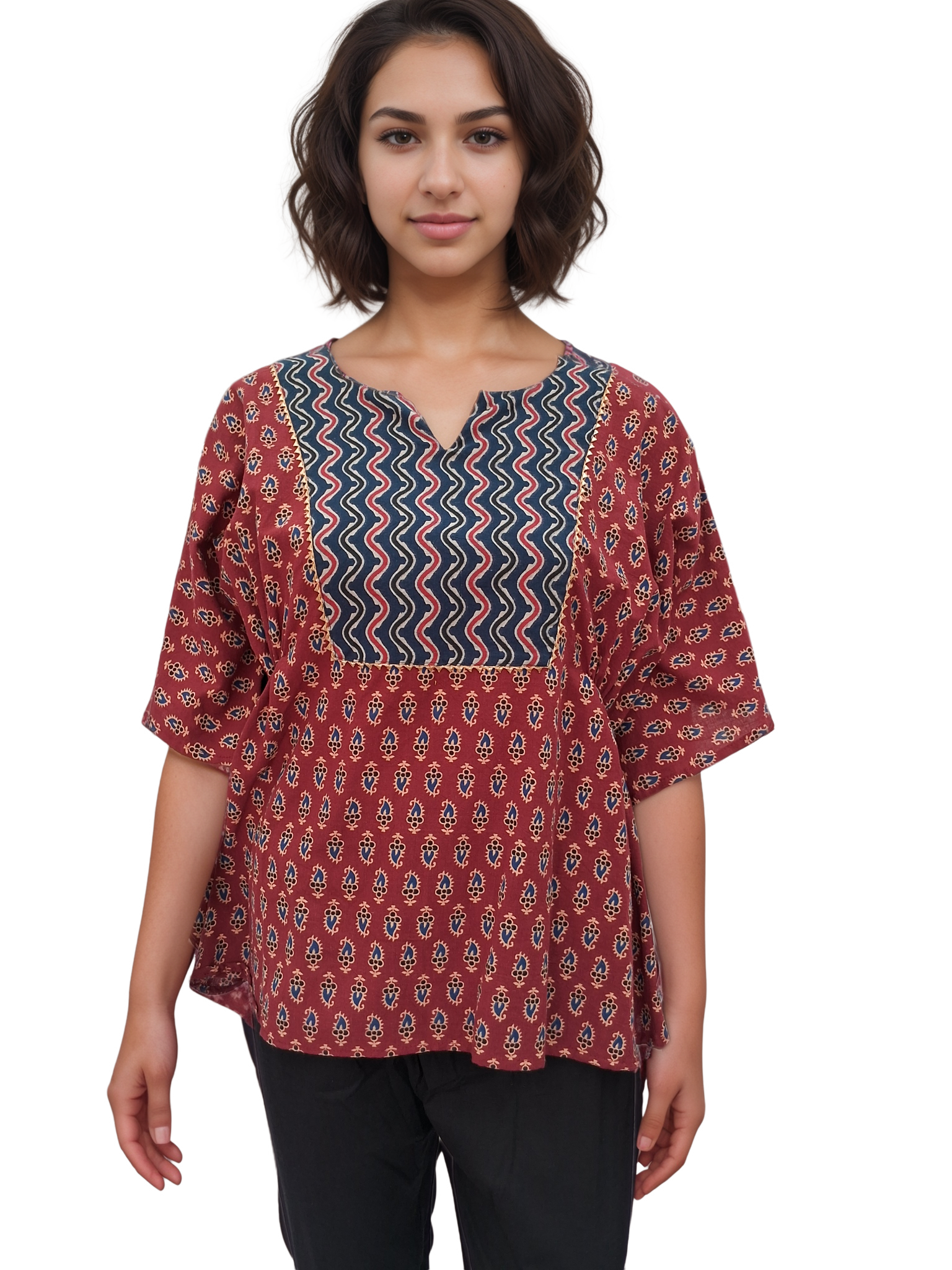 Free Style Loose Fit Crop Top With Panel