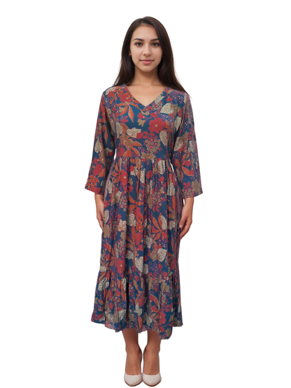 Digital Floral Print Rayon Crepe One Piece Dress