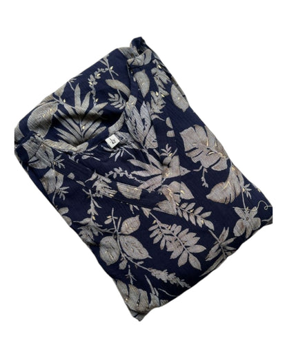 Buy Digital Floral Print Rayon Crepe One Piece Dress in blue – Tvahra