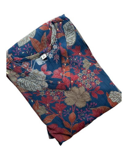 Buy Digital Floral Print Rayon Crepe One Piece Dress in navy – Tvahra