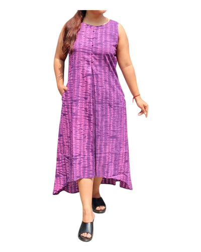 Buy Shibori Tie Dye Sleeveless Cotton One Piece Dress – Tvahra