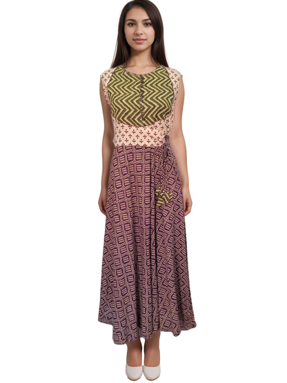 Designer Cotton Sleeveless One Piece Dress