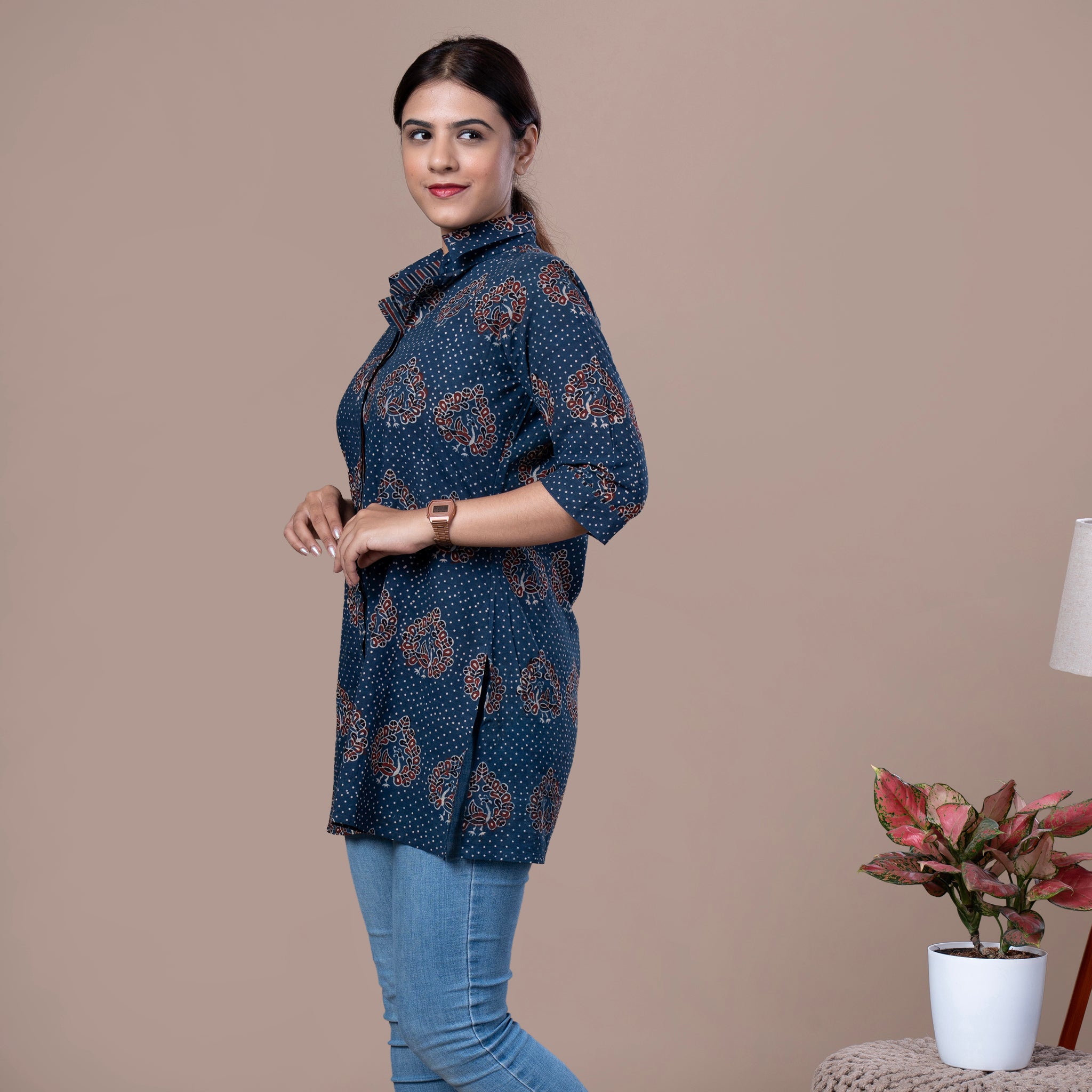 Ajrakh Print Cotton Shirt