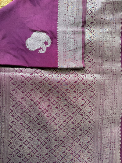 Chinon Crepe Saree With Silver Butta And Silver Jari Border