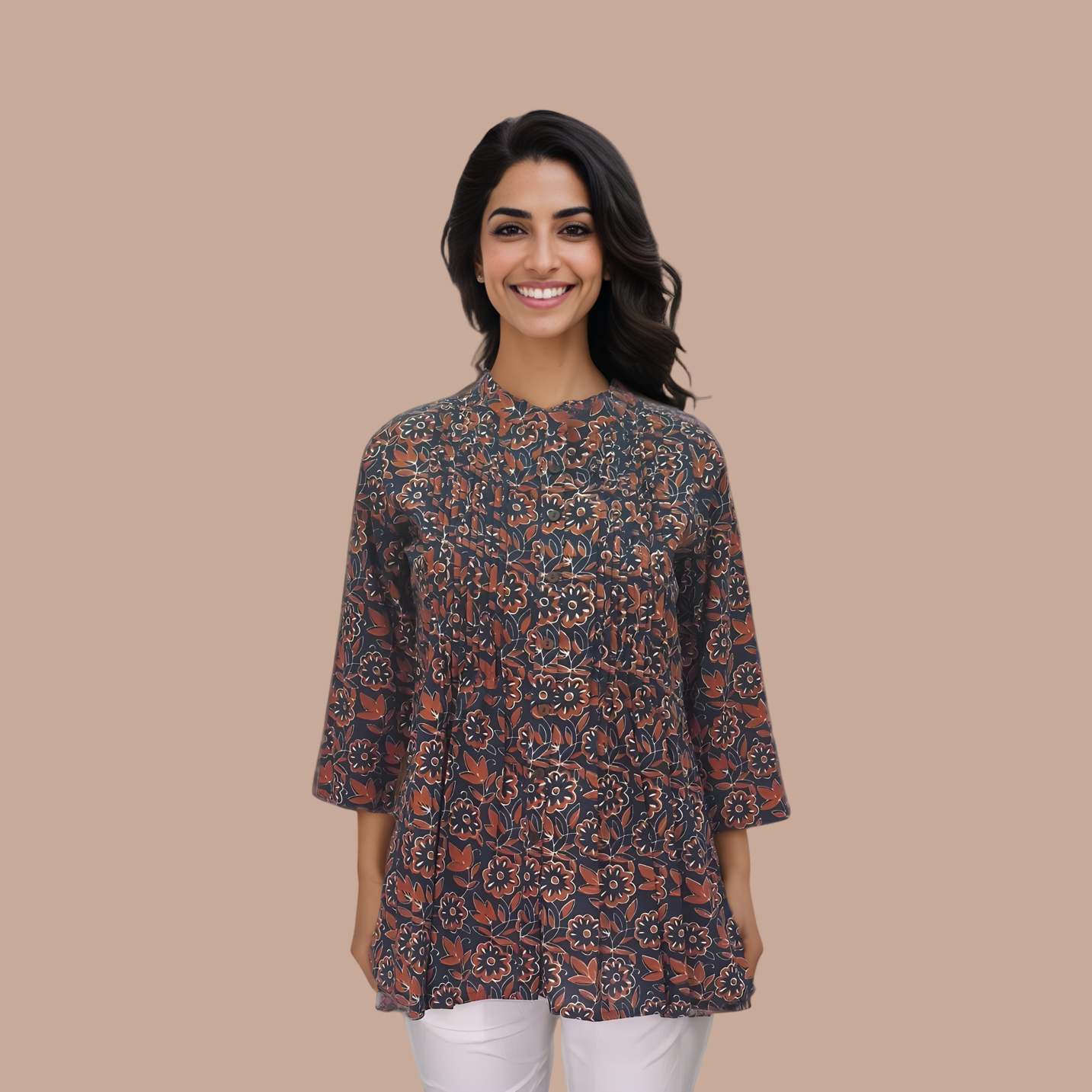 Floral Printed A-Line Cotton Tunic