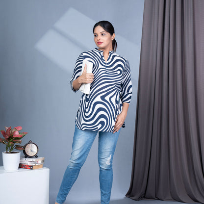 Zebra Printed Short Cotton Tunic
