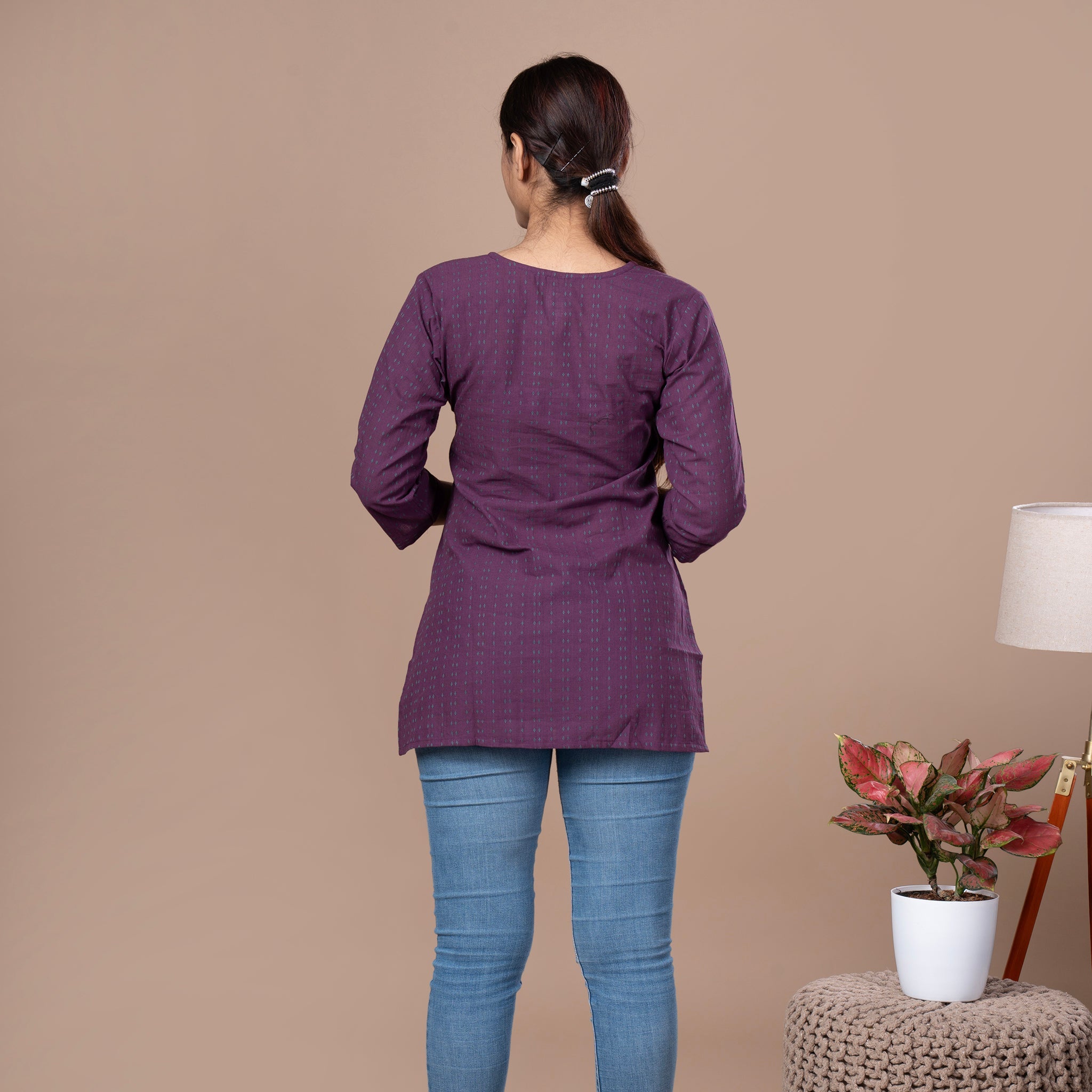Handloom Cotton Short Kurta - Purple