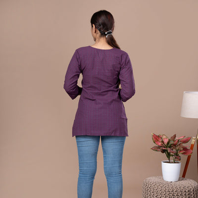 Handloom Cotton Short Kurta - Purple