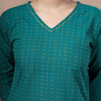 Handloom Cotton Short Kurta - Green
