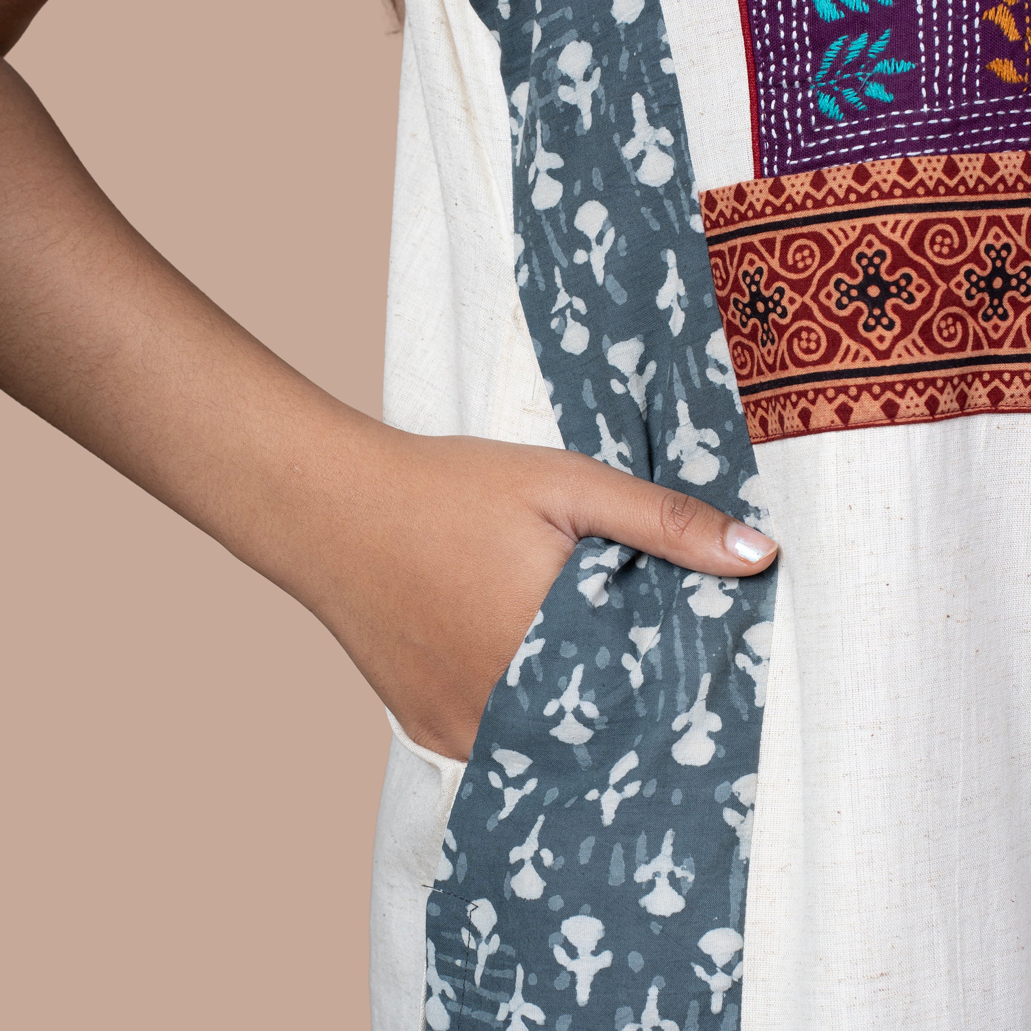 Kantha Work Cotton Fusion Kurta