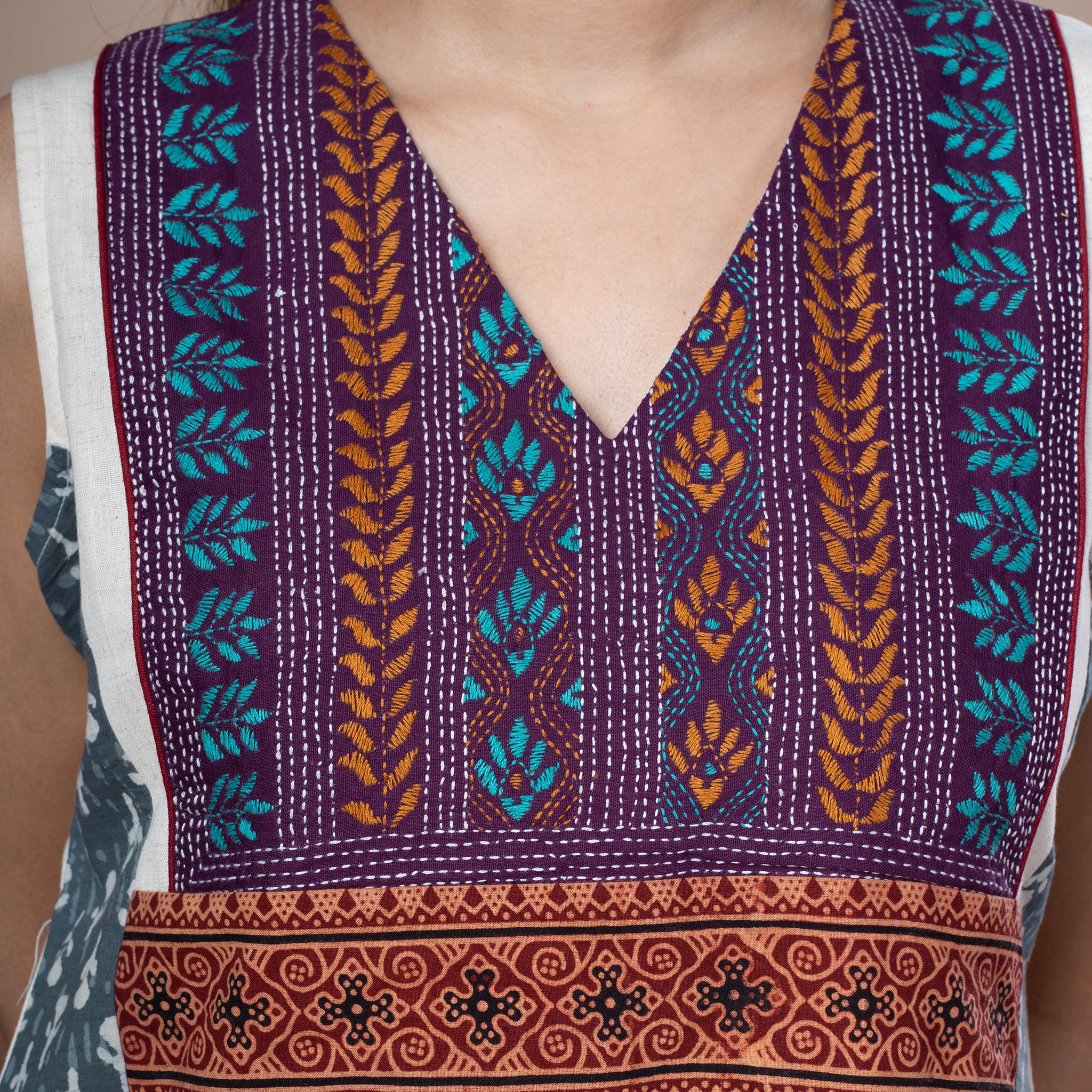 Kantha Work Cotton Fusion Kurta