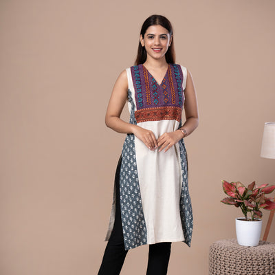 Kantha Work Cotton Fusion Kurta