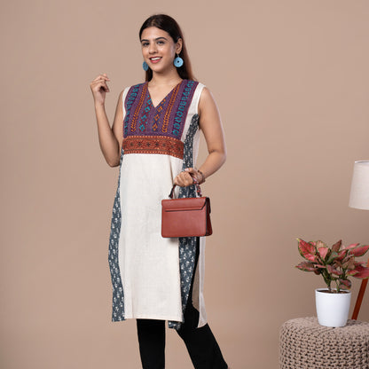Kantha Work Cotton Fusion Kurta