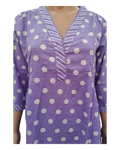 Buy Polka Dot V Neck Cotton Kurta Pant Dupatta Set – Tvahra