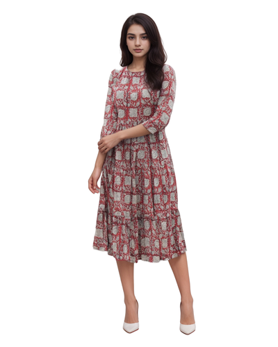 Buy Bagru Print Cotton One Piece Dress – Tvahra
