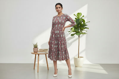 Bagru Print Cotton One Piece Dress