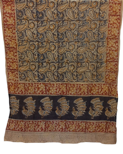 Buy Kalamkari Cotton Dupatta in black – Tvahra