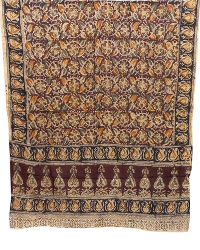 Buy Kalamkari Cotton Dupatta in maroon – Tvahra