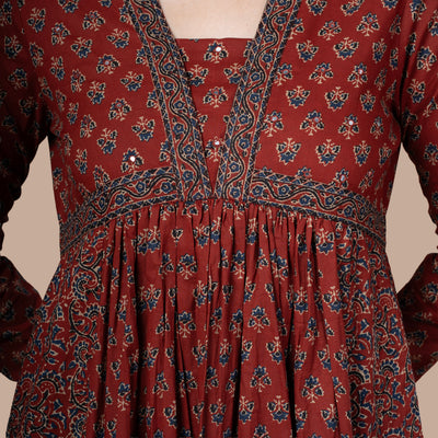 Jaipur Print Cotton Long One Piece Dress