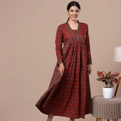 Jaipur Print Cotton Long One Piece Dress