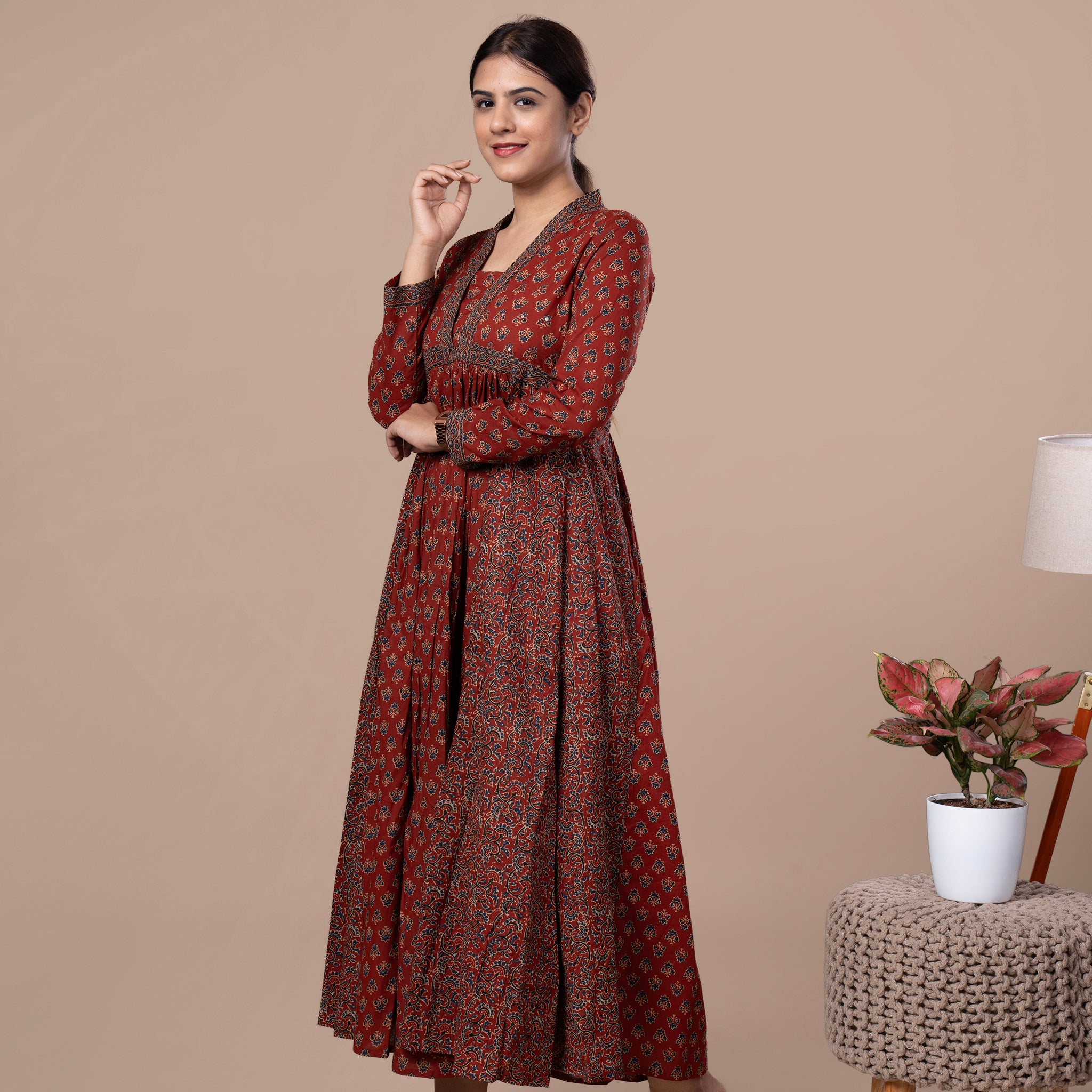 Jaipur Print Cotton Long One Piece Dress