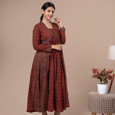 Jaipur Print Cotton Long One Piece Dress