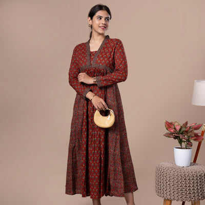 Jaipur Print Cotton Long One Piece Dress