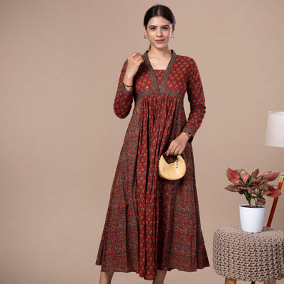 Jaipur Print Cotton Long One Piece Dress