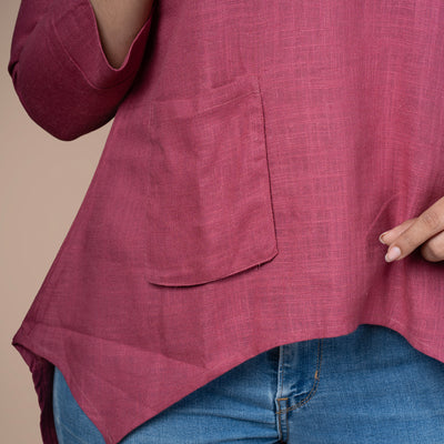 PopStar Pink Solid Linen Top