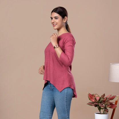 PopStar Pink Solid Linen Top