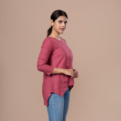 PopStar Pink Solid Linen Top