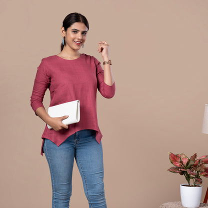 PopStar Pink Solid Linen Top