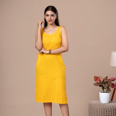 Sleeveless Dress With Jamdhani Cotton Shrug