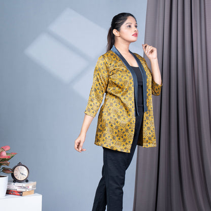 Ajrakh Mashru Silk Blazer Shrug
