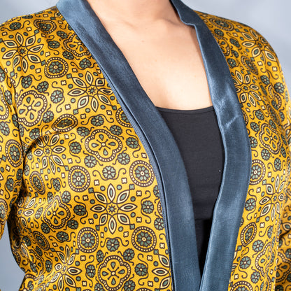 Ajrakh Mashru Silk Blazer Shrug